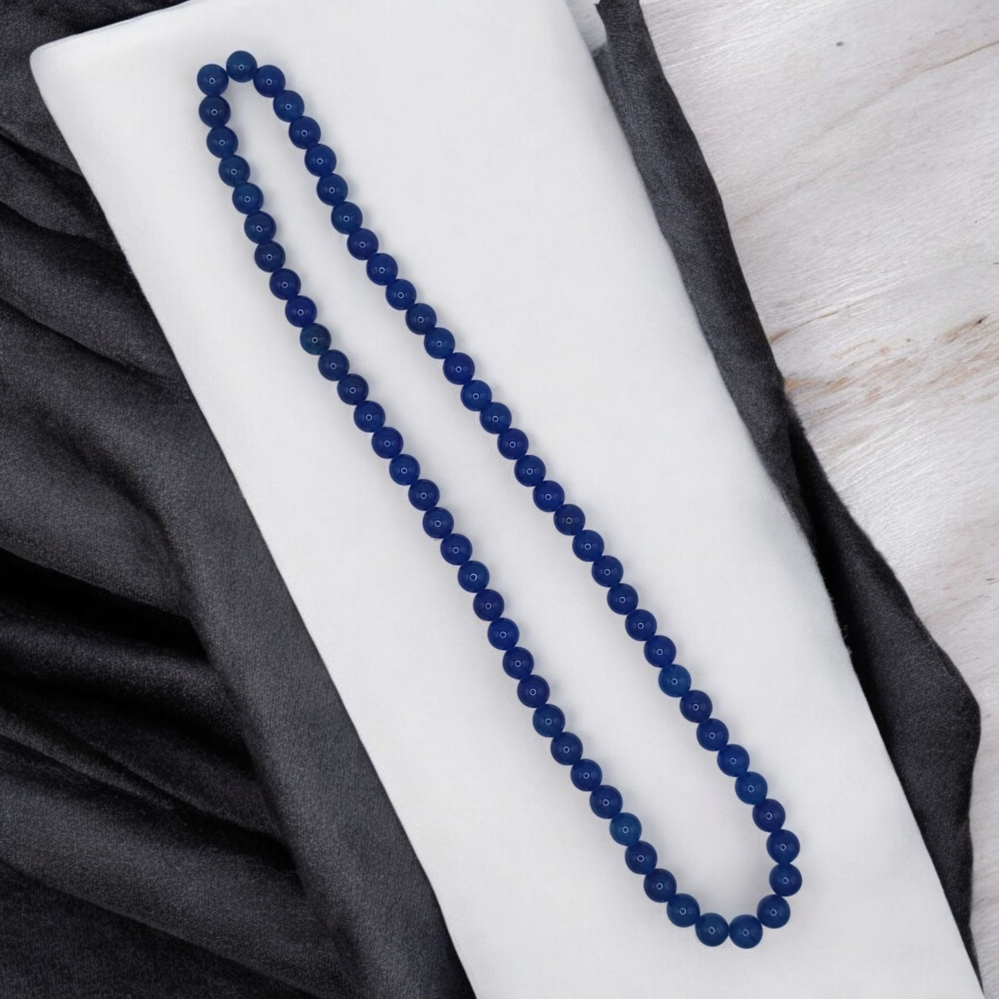 Cobalt Malaysia Jade, 6mm Round Beads, smooth (strand)
