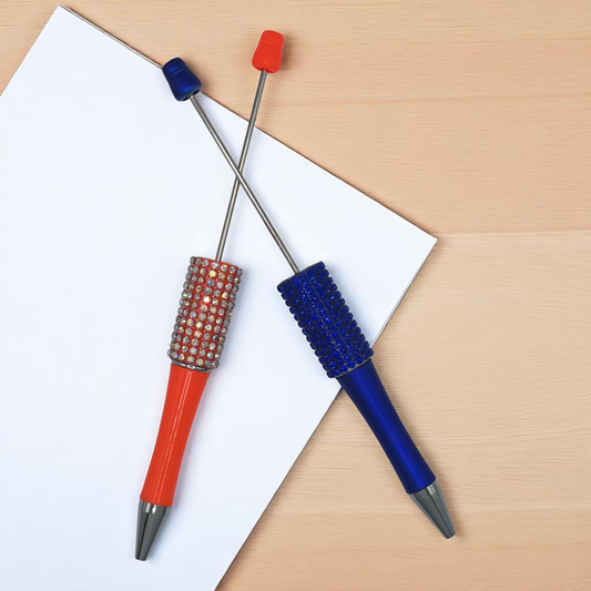Rhinestone Beadable Plastic Pens (black ink; refillable)
